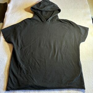 thom krom Black Organic Cotton Oversized Short Sleeve Hoodie Mens Size L